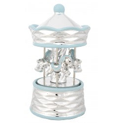 Carrusel Caballos de Porcelana con música - Bañado en Plata - ¡Con packaging incluido!