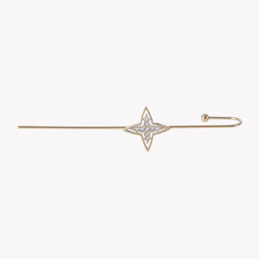 brinco ear cuff estrela aço inox. Carmo Joalheiros ear cuff fino em acabamento dourado com estrela cravejada de zircônia