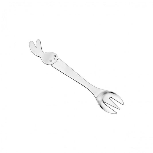 garfo infantil coelhinho Topázio 1874 em aço inox polido com cabo em forma de coelho para crianças