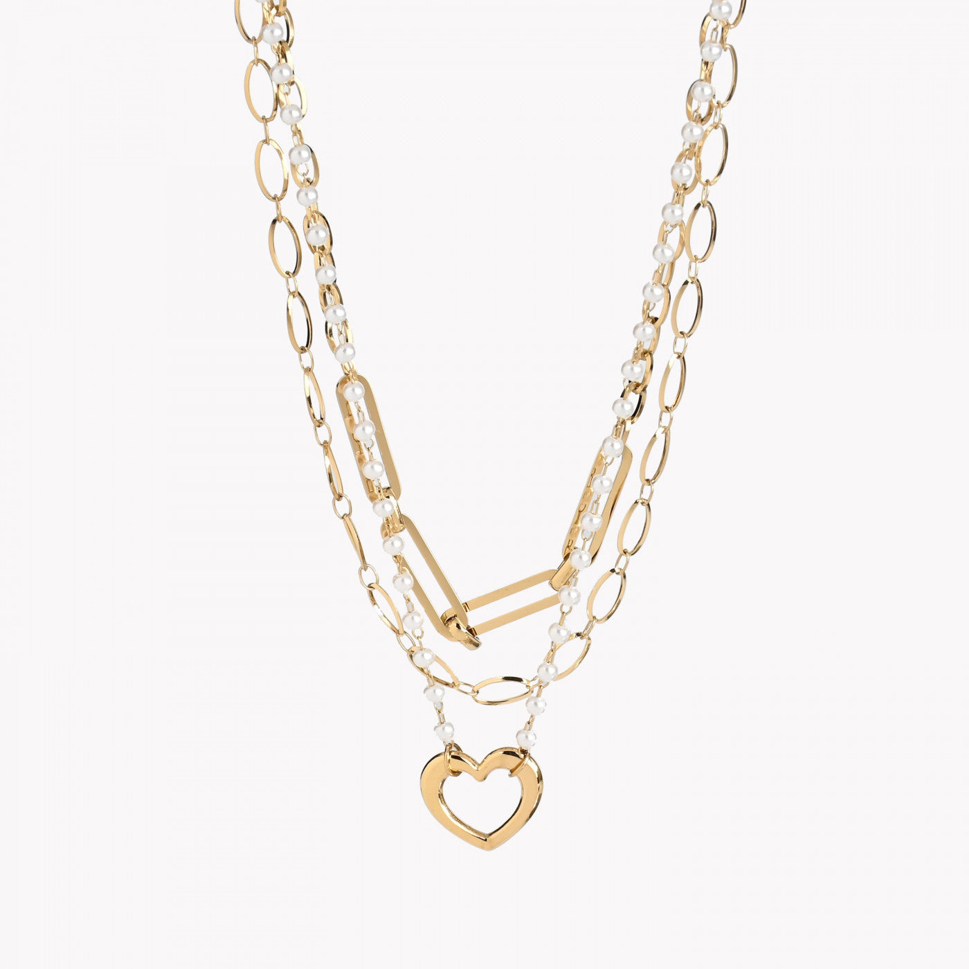 Pack de 3 collares de corazón de acero 