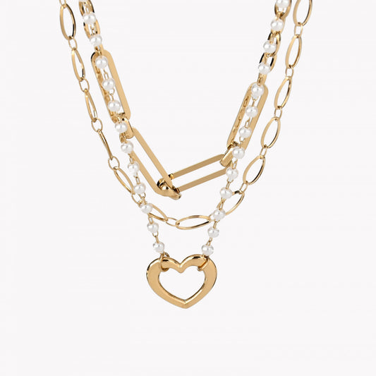 Pack de 3 collares de corazón de acero 