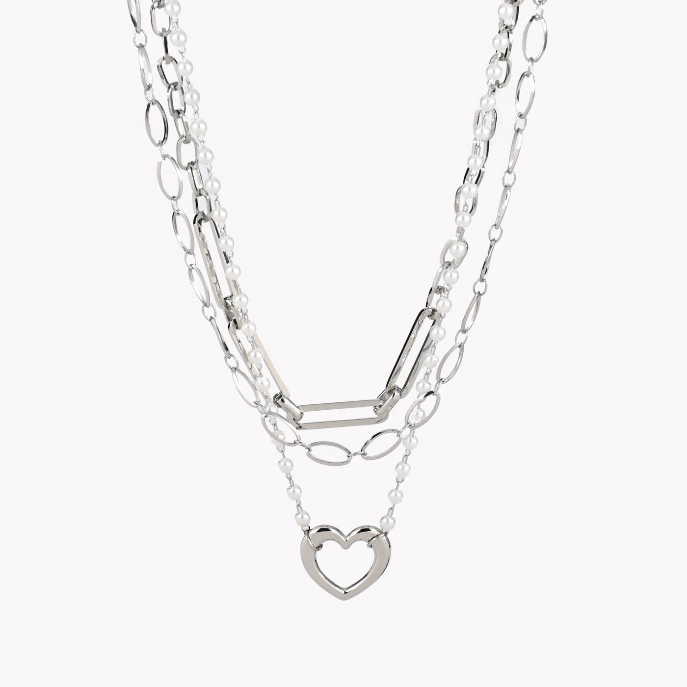 Pack de 3 collares de corazón de acero 