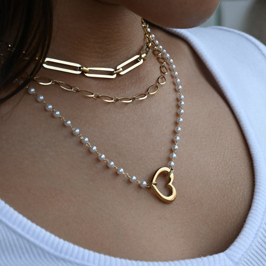 Pack de 3 collares de corazón de acero 