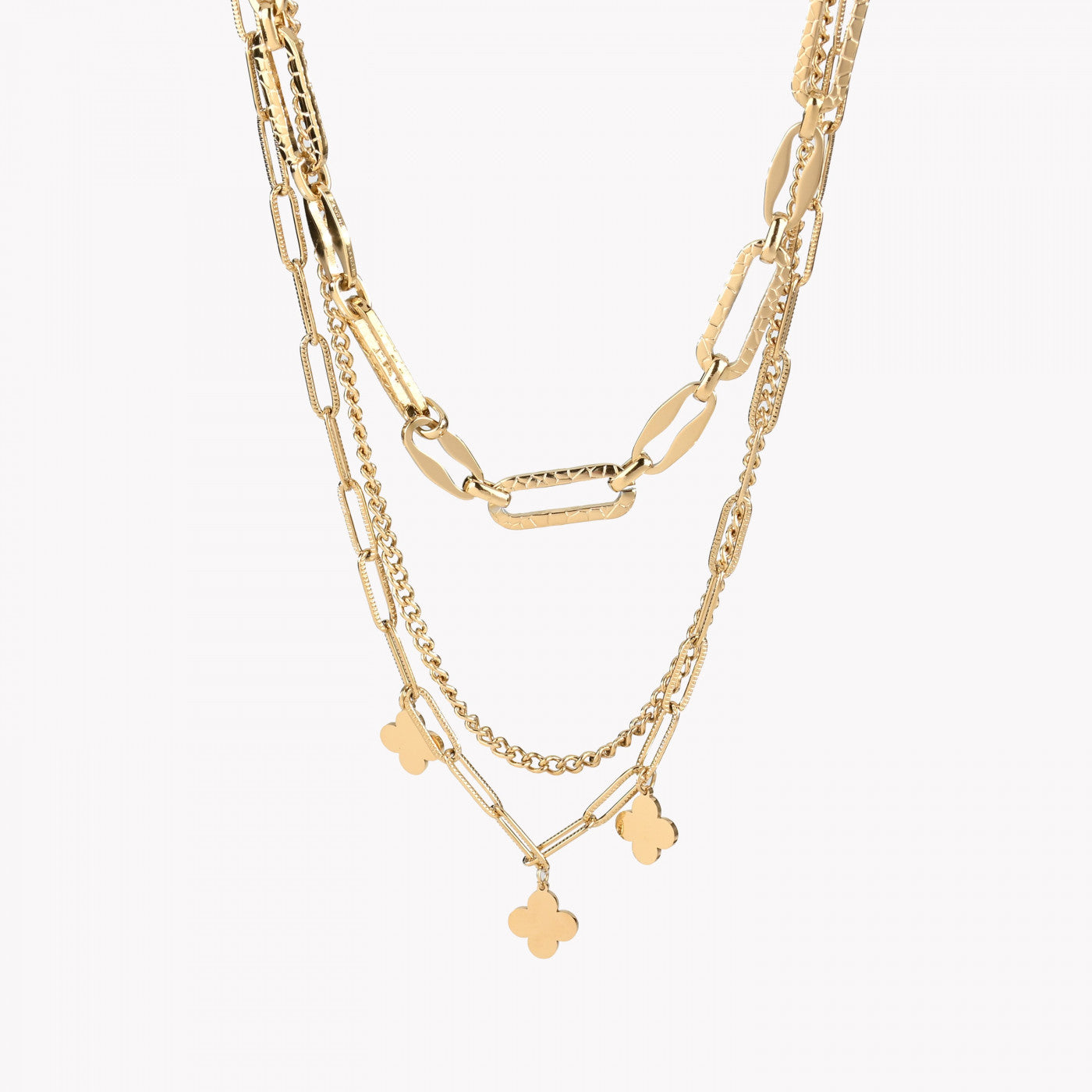 Pack de 3 collares de flores de acero 