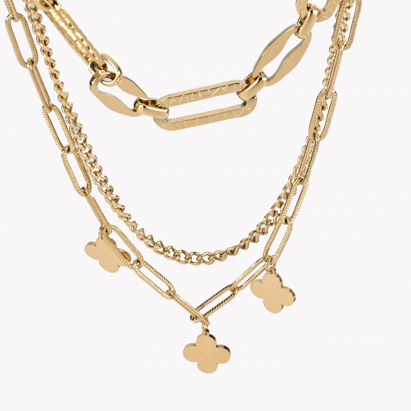 Pack de 3 collares de flores de acero 