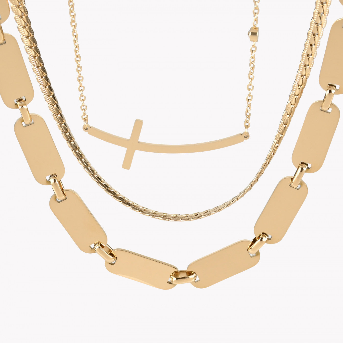 Pack de 3 collares con cruz de acero 