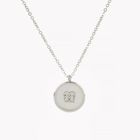 Collar de acero con nácar para dos niñas
