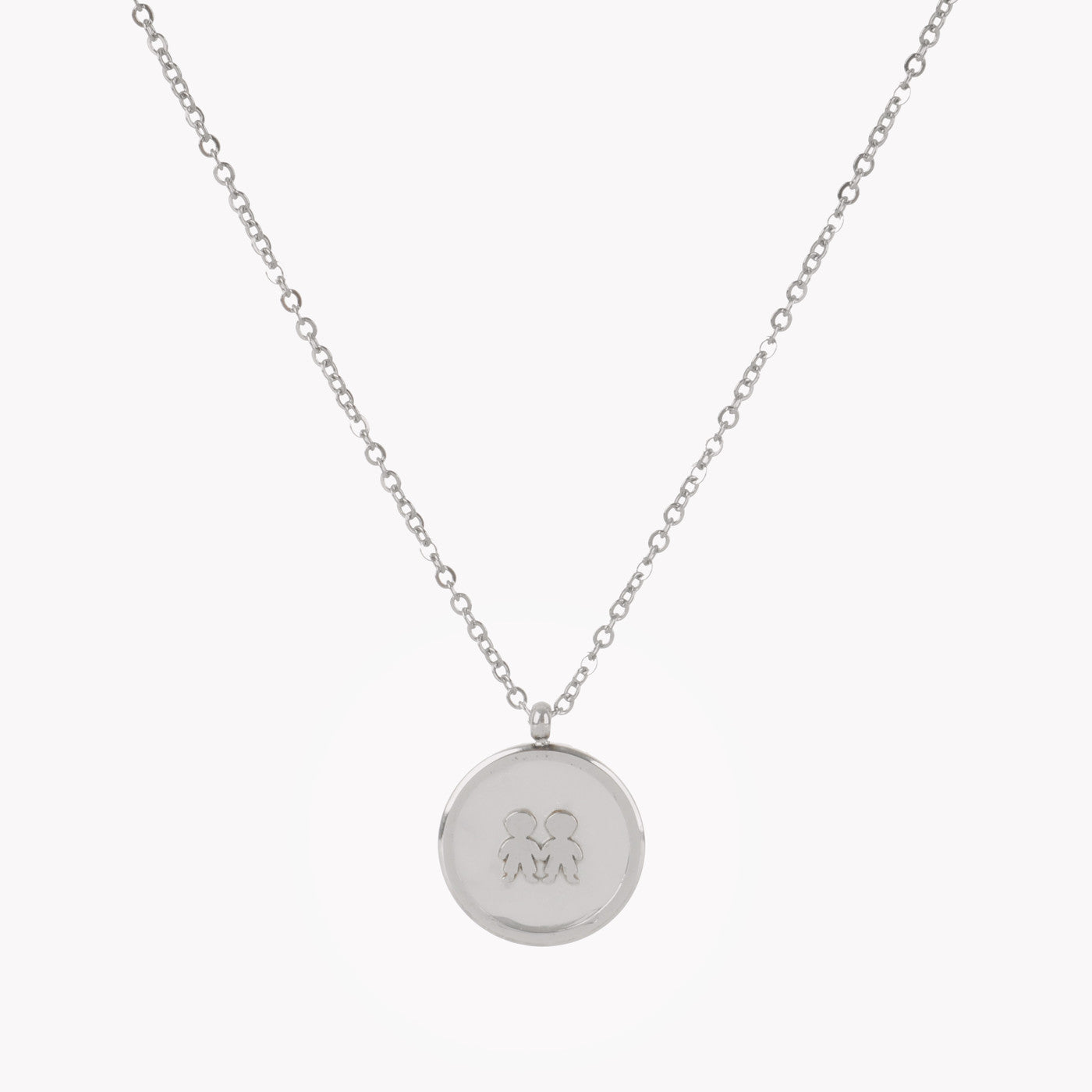 Collar dos niños de acero con nácar