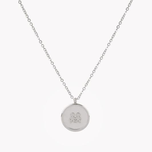Collar dos niños de acero con nácar