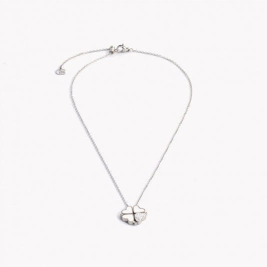 Collar de acero trébol y corazón - 2 en 1