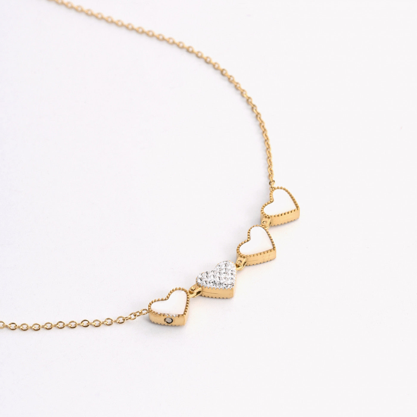 Collar de acero trébol y corazón - 2 en 1
