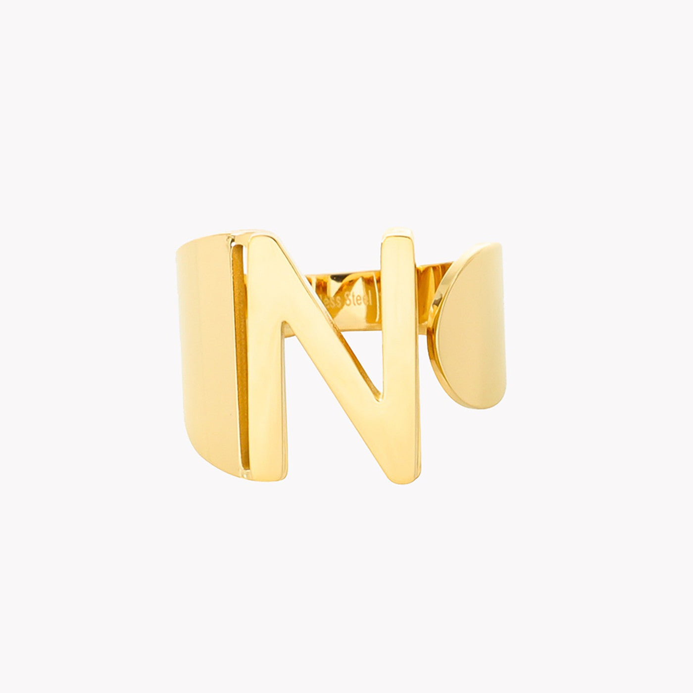 Anillo de Acero con Letra Inicial