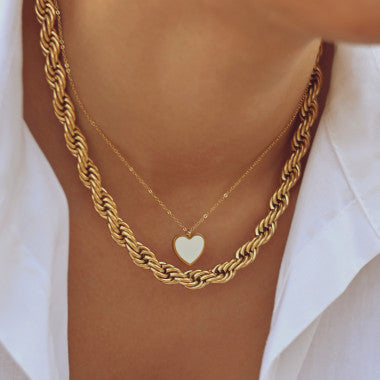 Collar acero doble corazón - Colores