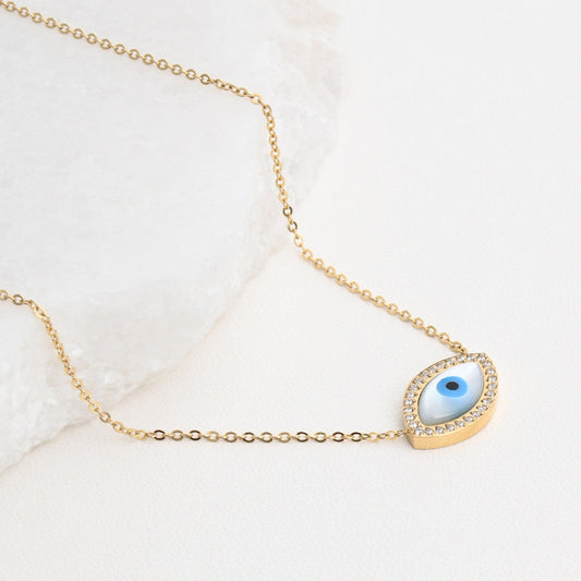 Collar de acero con ojo de nácar