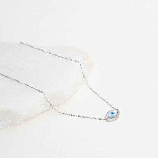 Collar de acero con ojo de nácar
